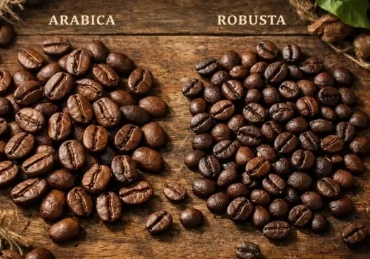 Afrikanischer Arabica- & Robusta-Rohkaffee & Fermentierte Kakaobohnen